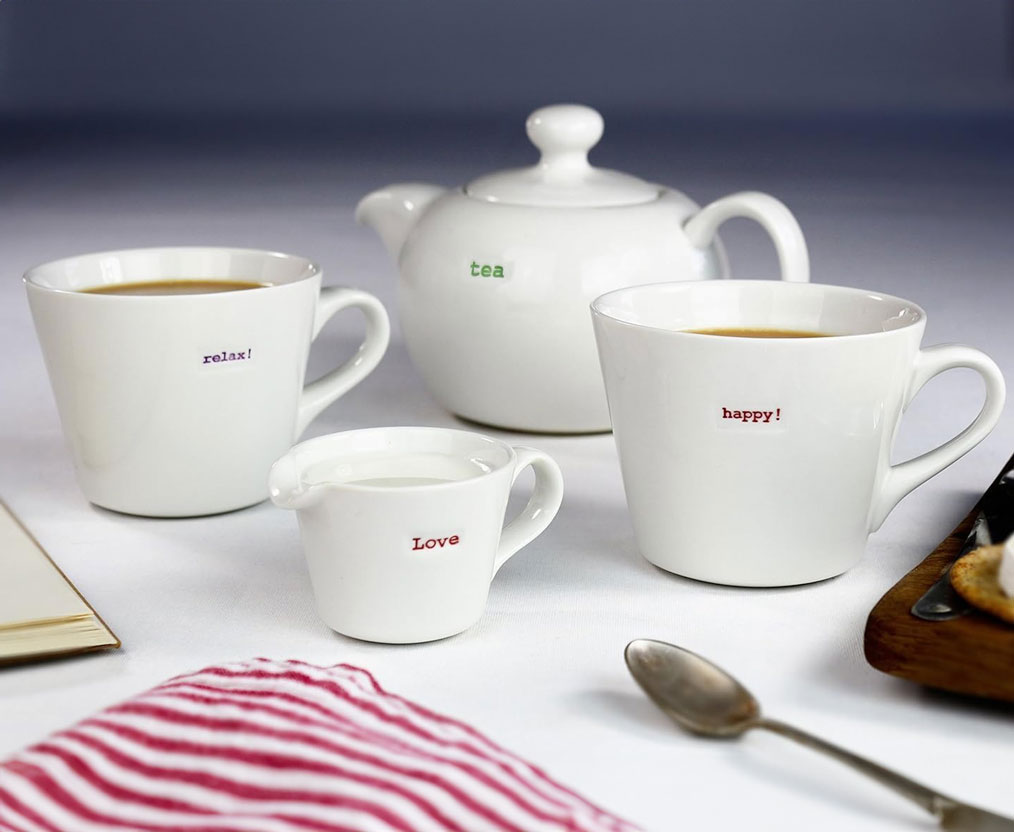 Keith Brymer Jones Word Range Tazza, 350 milliliters, Porcellana, Bianco