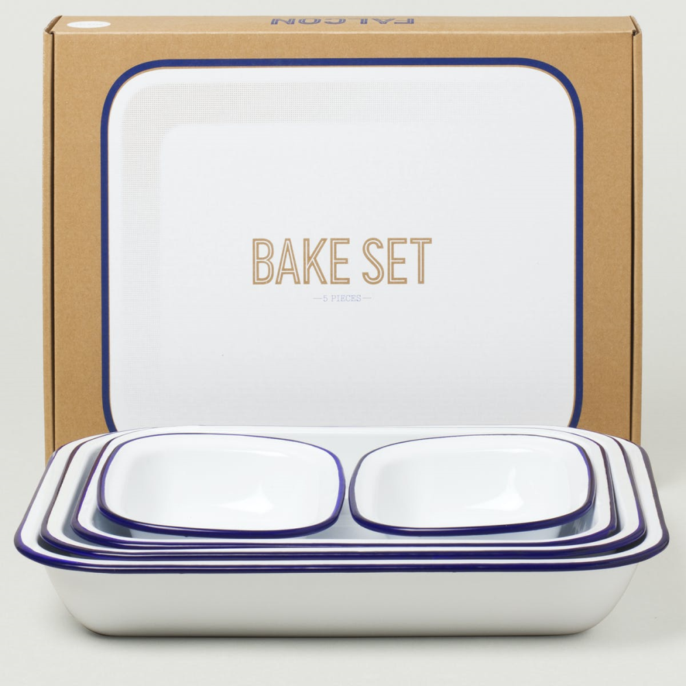 Falcon - Square Bake Tray - White with Blue Rim